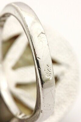 925 sterling silver big imitation Mabe pearl fashion ring estate vintage sz 5.75