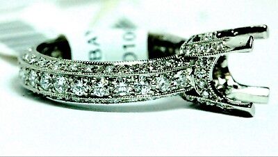 Antique style platinum engagement ring 9mm center 1.40ctw round diamonds size 6
