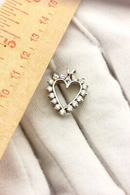 14k white gold 1ctw round diamond heart shape love pendant charm new