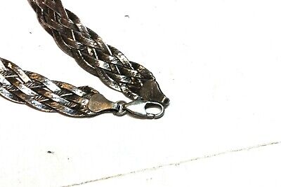 925 Italy sterling silver 18" 10mm woven herringbone necklace lobster 19.43g