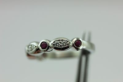 Platinum anniversary ring .17ctw round diamond .38ctw round ruby sz 7.5 custom