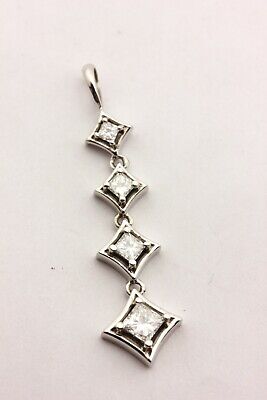 Journey Pendant 14k white gold 1/2ctw princess diamond dangle drop necklace new