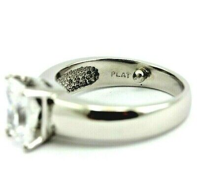 PLATINUM 2.30 CT CZ CLEAR RADIANT CUT SOLITAIRE ENGAGEMENT RING WIDE BAND ESTATE