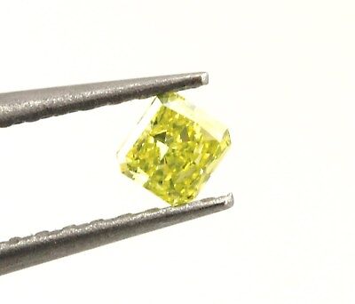 GIA natural diamond 0.10ct Fancy Intense Greenish-Yellow 2.76x2.64x1.60mm NEW