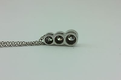 14K WHITE GOLD .80CTW DIAMOND 3 STONE PENDANT 16" 1.3MM CABLE CHAIN NECKLACE NEW