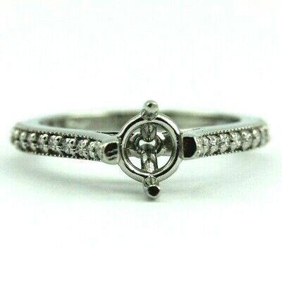 PLATINUM .80 CT ROUND DIAMOND ENGAGEMENT RING SEMI MOUNT .18CTW ACCENTS MILGRAIN