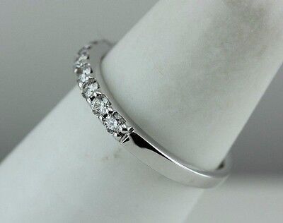 14k white gold .36 ctw round diamond wedding anniversary band ring size 5 estate