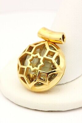 18k yellow gold 18.21ct Holland Rose Cut Prasiolite Quartz pendant 16.3g