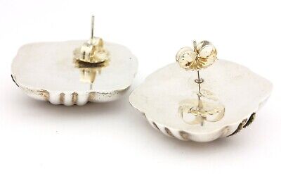 925 MEXICO sterling silver hollow puffed earrings two tone estate vintage 15.75g