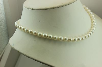14k yellow gold 19 inch round white cultured pearl 7.5-8mm necklace high luster