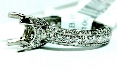 Antique style platinum engagement ring 9mm center 1.40ctw round diamonds size 6