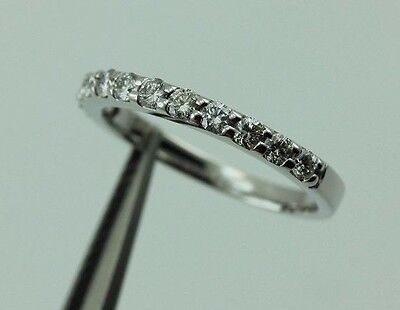 14k white gold .36 ctw round diamond wedding anniversary band ring size 5 estate