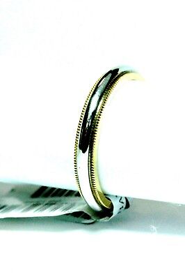 18k yellow gold platinum two tone milgrain band 3.4mm size 9 ring new 6.1 grams