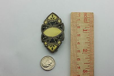 VINTAGE YELLOW LAQURED RHINESTONE ENAMEL PIN BROOCH ESTATE STERLING SILVER
