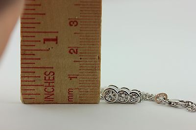 14K WHITE GOLD .80CTW DIAMOND 3 STONE PENDANT 16" 1.3MM CABLE CHAIN NECKLACE NEW