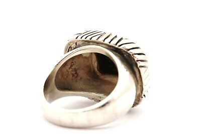 925 STERLING SILVER BLACK ONYX RECTANGLE HEAVY WEAVE RING SZ 6 THAILAND 18.2g