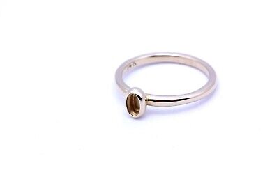 14k yellow gold 3x5mm oval bezel solitaire ring 2mm band setting size 6.75 new