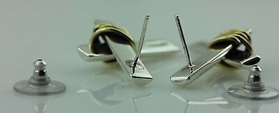 925 sterling silver two tone brass wire cross X earrings Taxco Mexico vintage