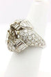 PLATINUM 1.44 CTW BAGUETTE 5.12 CTW ROUND EMERALD CUT SEMI MOUNT LOTUS RING