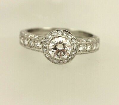 GIA 0.70 ct round G VS2 platinum Renaissance diamond engagement ring size 6 new