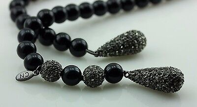 Opera length 4' 3" multi purpose bead necklace non continuous pewter base estate