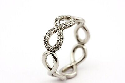 Platinum 0.28ctw round diamond infinity ring band wedding custom NEW size 6.5