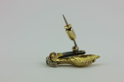 GOLD PLATED .14 CTW PINK SAPPHIRE EGRET BIRD PIN BROOCH ESTATE VINTAGE