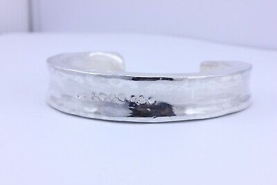 sterling silver cuff bangle bracelet 132.5g 7.75 inch 16mm hallmarks duck lion