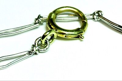 PLATINUM 14" ART DECO POCKET WATCH FOB CHAIN NECKLACE 14K Y GOLD BRASS KREISLER