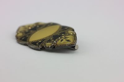 VINTAGE YELLOW LAQURED RHINESTONE ENAMEL PIN BROOCH ESTATE STERLING SILVER