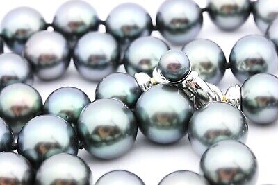 14k white gold 20 inch Tahitian cultured pearl saltwater necklace strand