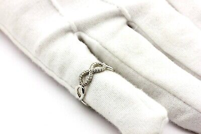 Platinum 0.28ctw round diamond infinity ring band wedding custom NEW size 6.5