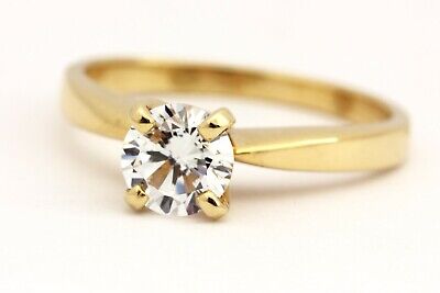 14k yellow gold 6mm round CZ cubic zirconia solitaire engagement ring 3.4g