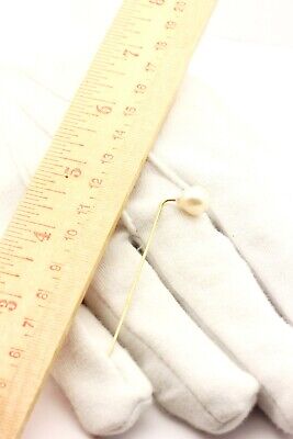 14k yellow gold 2 1/4" stick pin estate vintage freshwater cultured pearl white