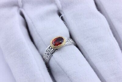 orange sapphire diamond sterling silver ring 5.5mm band men's size 9.5 engraved