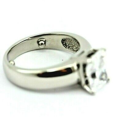 PLATINUM 2.30 CT CZ CLEAR RADIANT CUT SOLITAIRE ENGAGEMENT RING WIDE BAND ESTATE