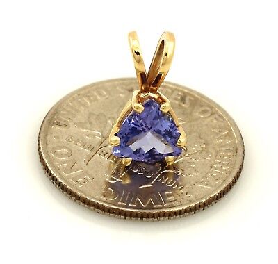 14k yellow gold 5.9mm trillion blue violet purple tanzanite solitaire pendant