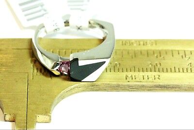 14k white gold Michael Angelo pink sapphire black jadeite ring band size 6.25