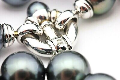 14k white gold 20 inch Tahitian cultured pearl saltwater necklace strand