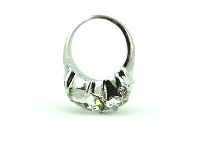 Eisenberg Vintage Sterling Silver Plated Costume Rhinestone Ring 1945-1950