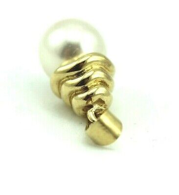 18k yellow gold 7.6mm round white cultured pearl beehive cap pendant New