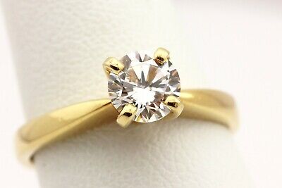 14k yellow gold 6mm round CZ cubic zirconia solitaire engagement ring 3.4g