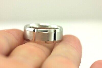 935 Argentium Sterling Silver wedding men's band ring satin matt 8mm size 10 cf