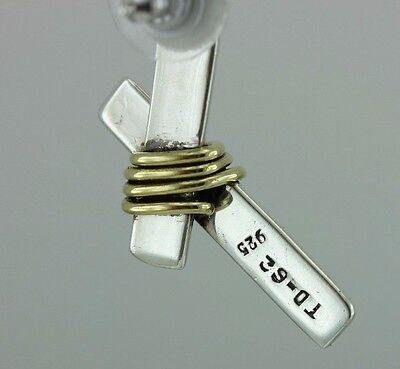 925 sterling silver two tone brass wire cross X earrings Taxco Mexico vintage