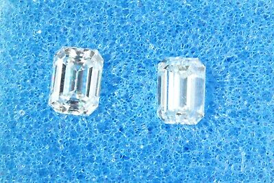 GIA diamond emerald cut matched pair 1.61ctw E F VS2 5.8x4.3mm natural new