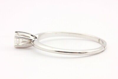 14k white gold .29ct round diamond ring solitaire band engagement estate sz 9.5