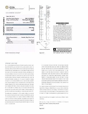 GIA Diamond 0.45 carat Rectangular Princess Cut D VVS2 4.73 x 3.83 x 2.96 mm NEW