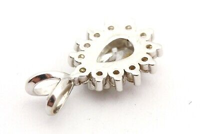 14k white gold pear shape diamond halo teardrop pendant new 0.63ctw 0.9g