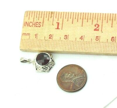 Sterling Silver 3.66ctw garnet diamond six star engraved bezel pendant new