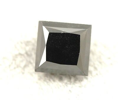 Loose princess cut 1.50ct treated black diamond 5.59x5.44x4.59mm estate